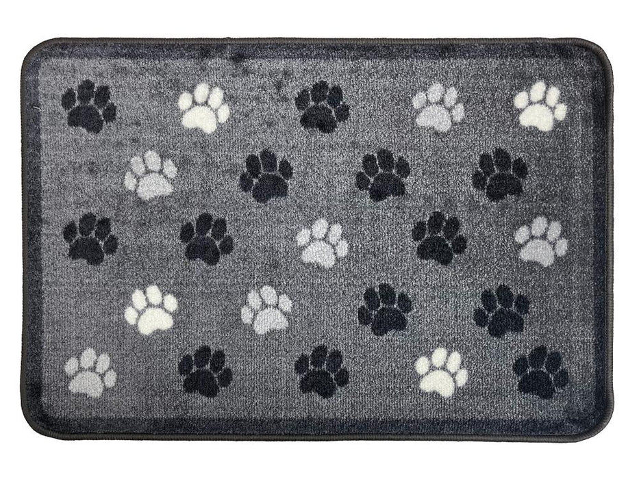 Supersoft Washable Doormat Grey Paws 50x75cm - Mill Race Garden Centre