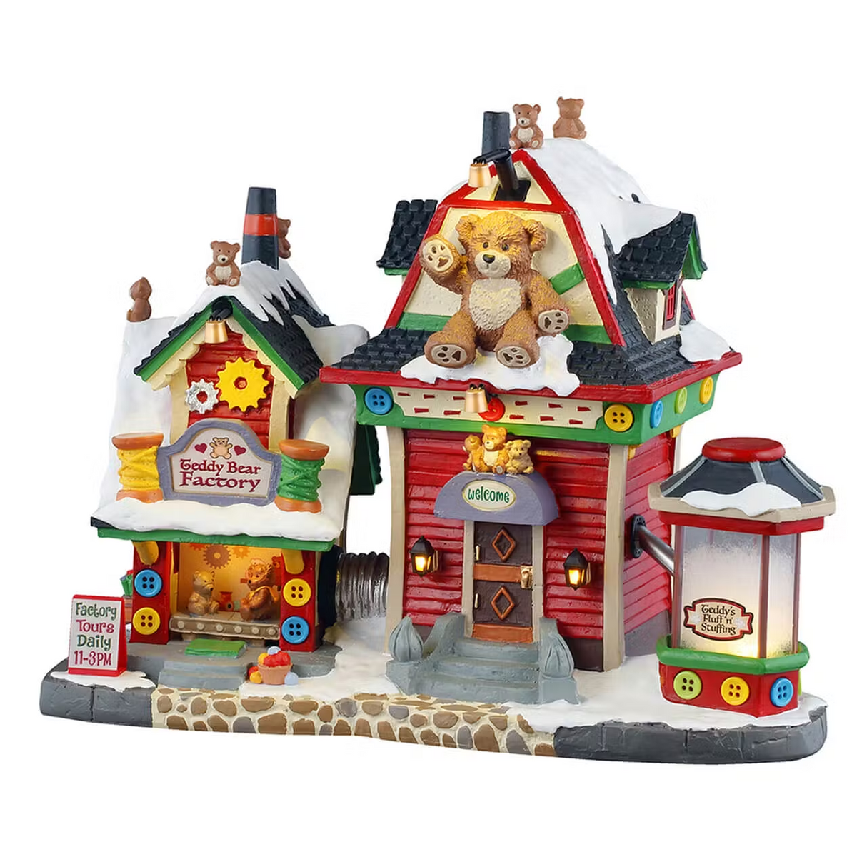 Teddy Bear Factory Incl. Adaptor 100 Ma (White) Lemax Christmas Village Illuminated Building - Mill Race Garden Centre