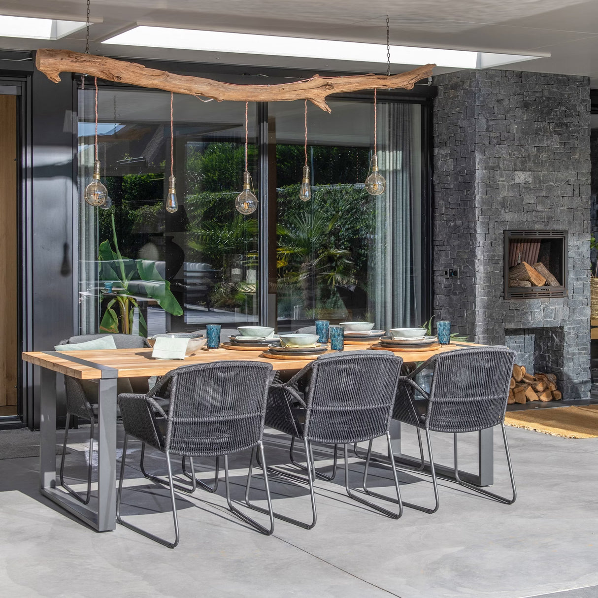 4 Seasons 240cm Alto Teak Dining Table with Anthracite Frame - Mill Race Garden Centre