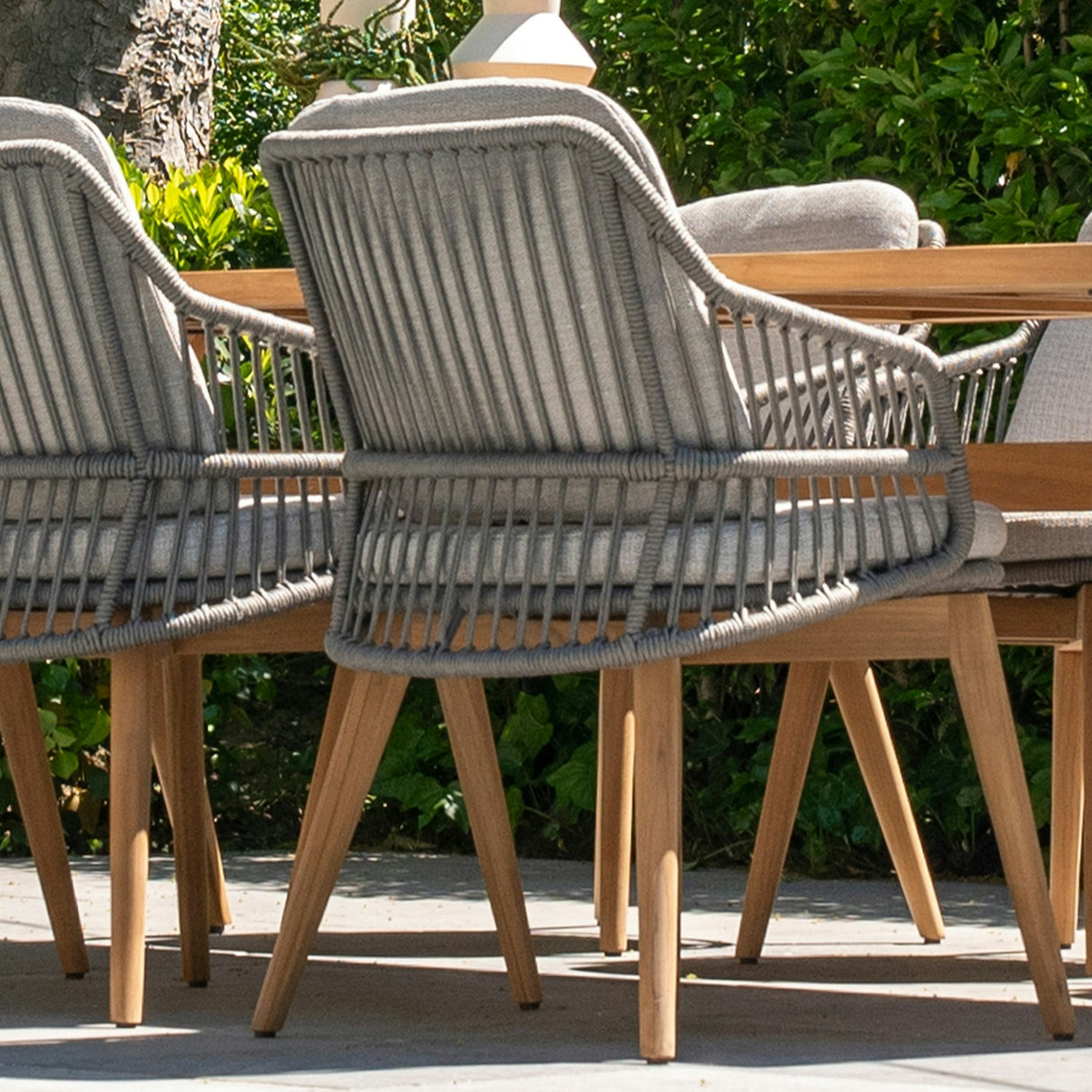 4 Seasons Outdoor Ancora 6 Seat Dining Set with 1.8m Laim Teak Table - Mill Race Garden Centre