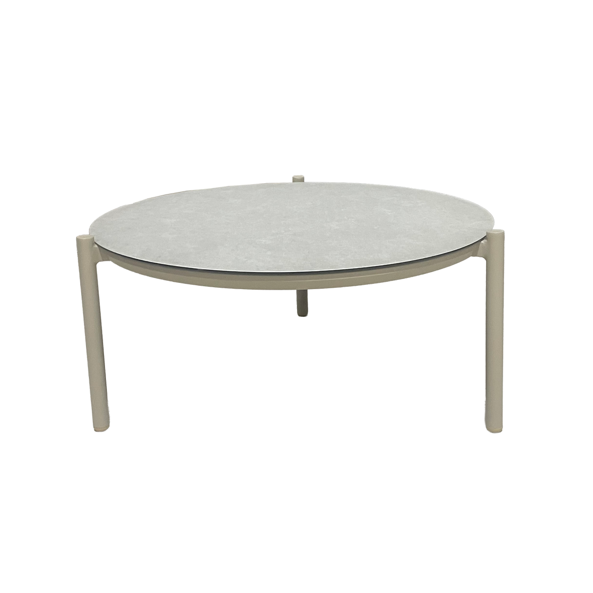 4 Seasons Outdoor Olivia lounge set with Vic coffee table and footstool, metal furniture in latte finish, outdoor patio seating.