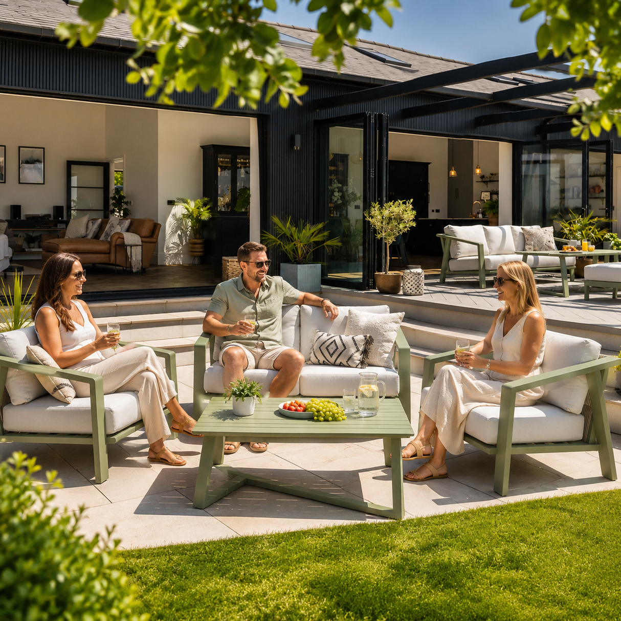 FREE GIFT Hartman Alora 2 Seat Lounge Set - Sage Aluminium Garden Furniture