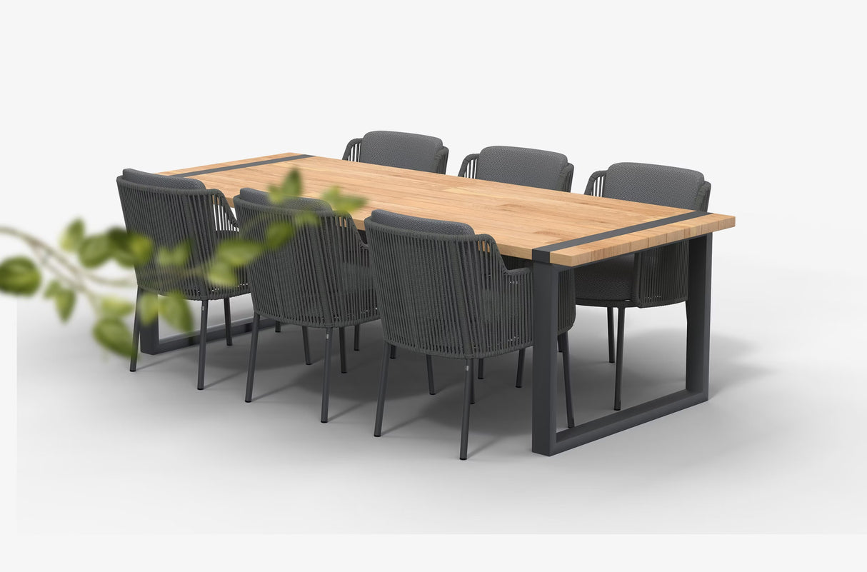 4 Seasons 240cm Alto Teak Dining Table with Anthracite Frame - Mill Race Garden Centre