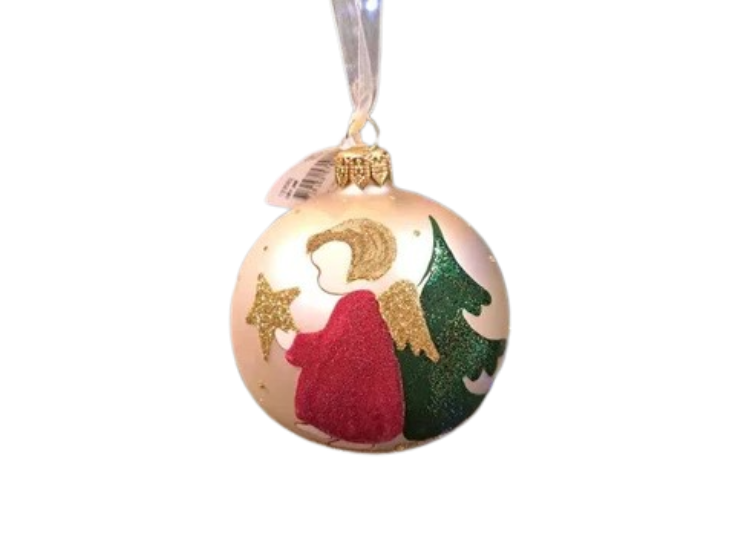 Pearl Finish Angel Christmas Tree Bauble With Ribbon 8cm by Kaemingk