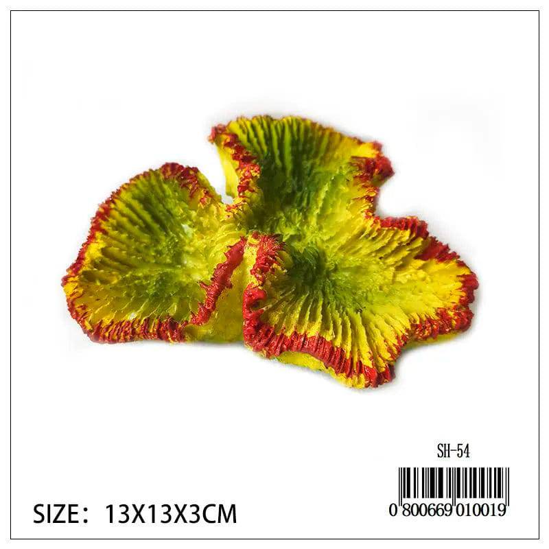 Aquarium D cor Yellow Coral w/red Rim SH-54 - Mill Race Garden Centre