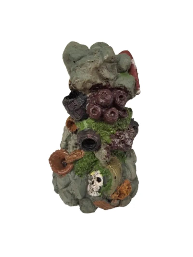 Skull and Barrels On Rock Aquarium Ornament - Mill Race Garden Centre