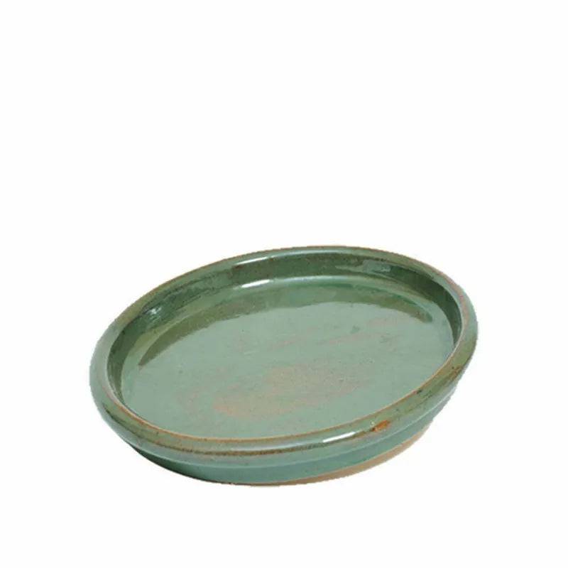 Apta Green Glazed Saucer 30cm - Mill Race Garden Centre