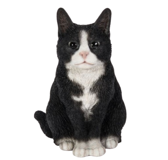 Real Life Sitting Black and White Cat Size D by Vivid Arts - Mill Race Garden Centre
