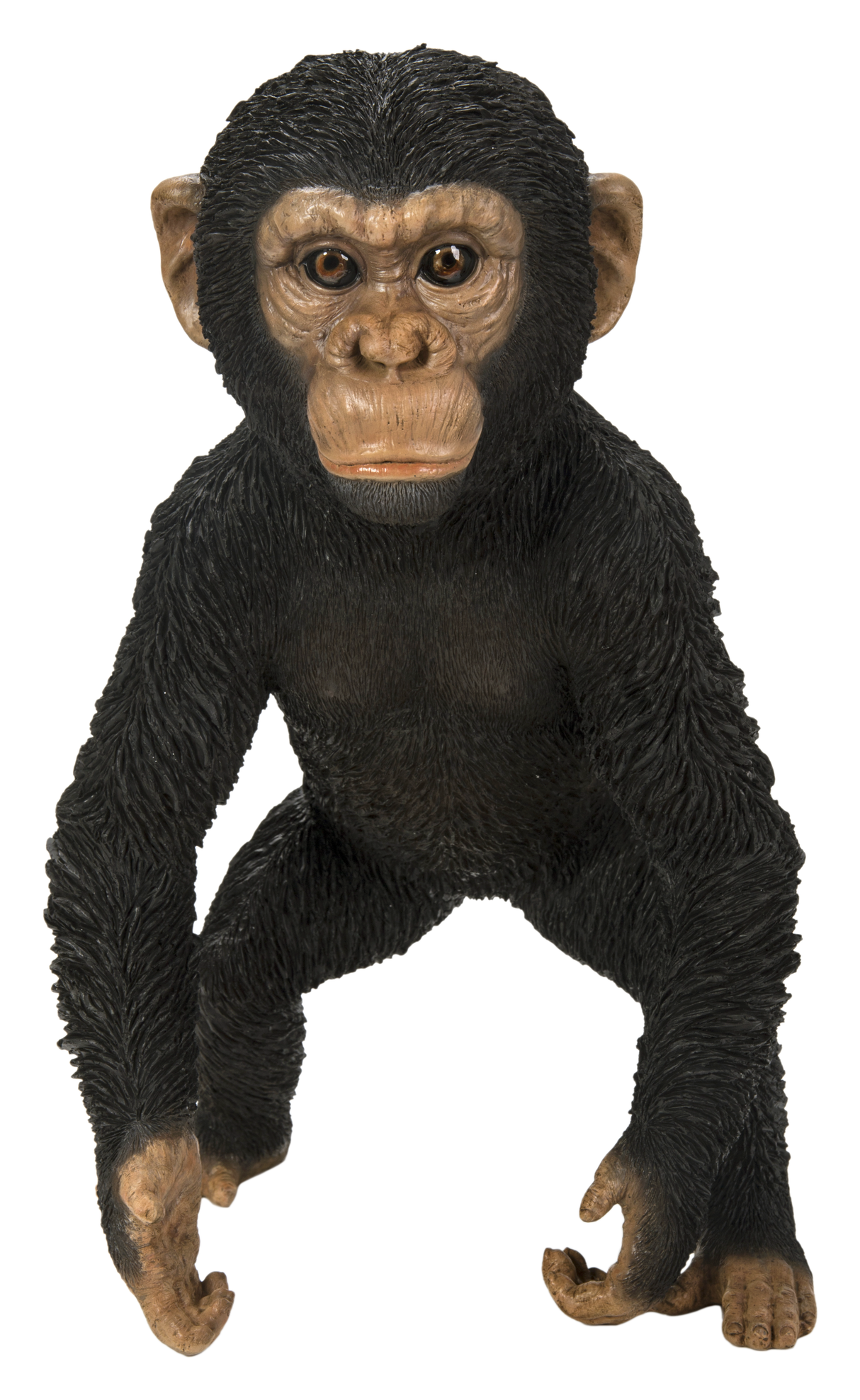 Realistic baby chimpanzee resin ornament by Vivid Arts, detailed outdoor decorative figure for garden or home decor.
