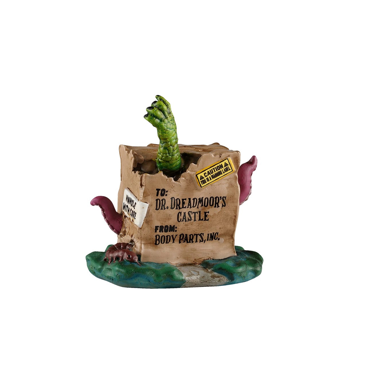 Creepy delivery truck accessory from Lemax Spooky Town spooky village scene, with eerie details for Halloween display.