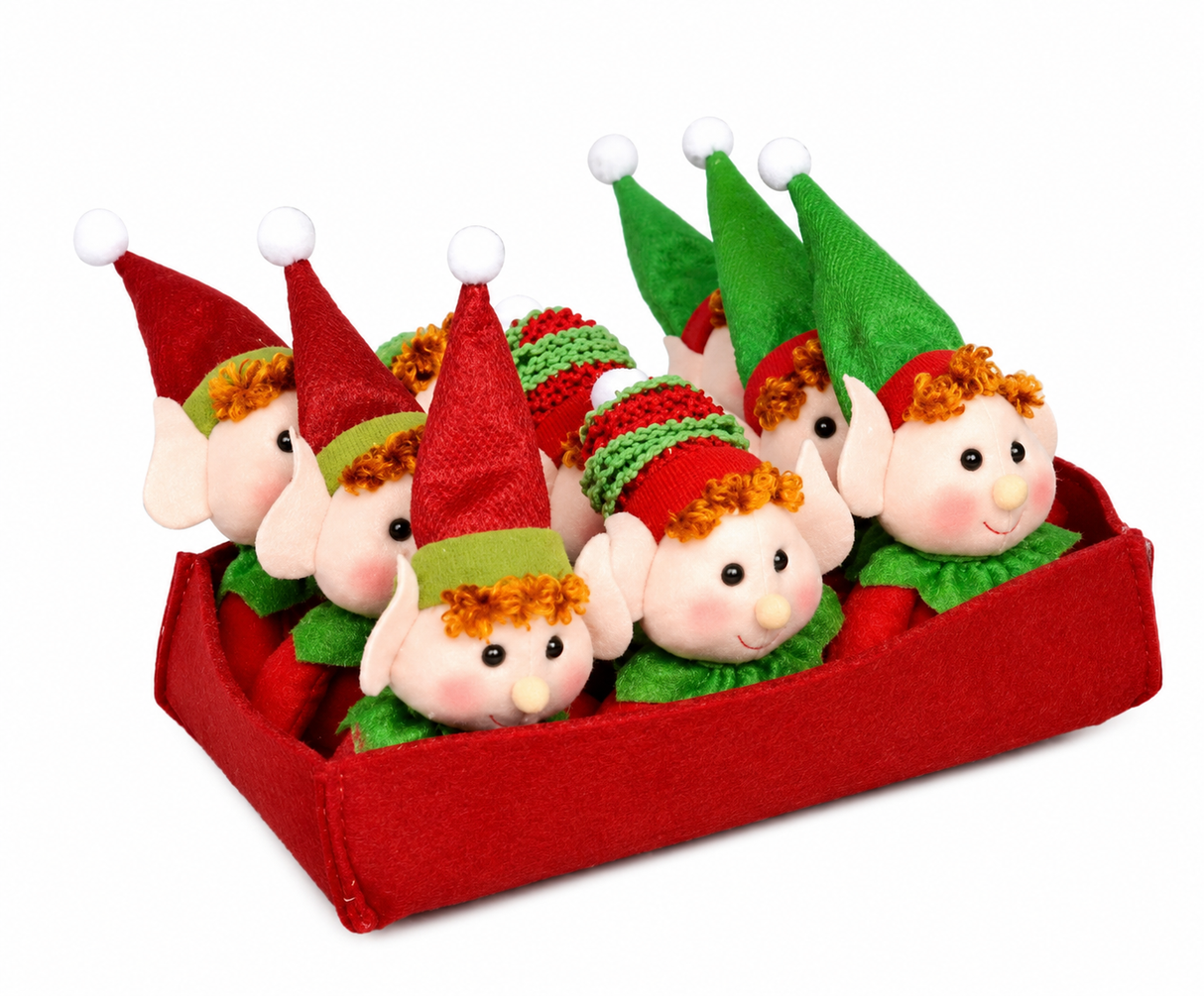 Hanging Elf Christmas Tree Decoration – Assorted Fabric Ornament 11cm