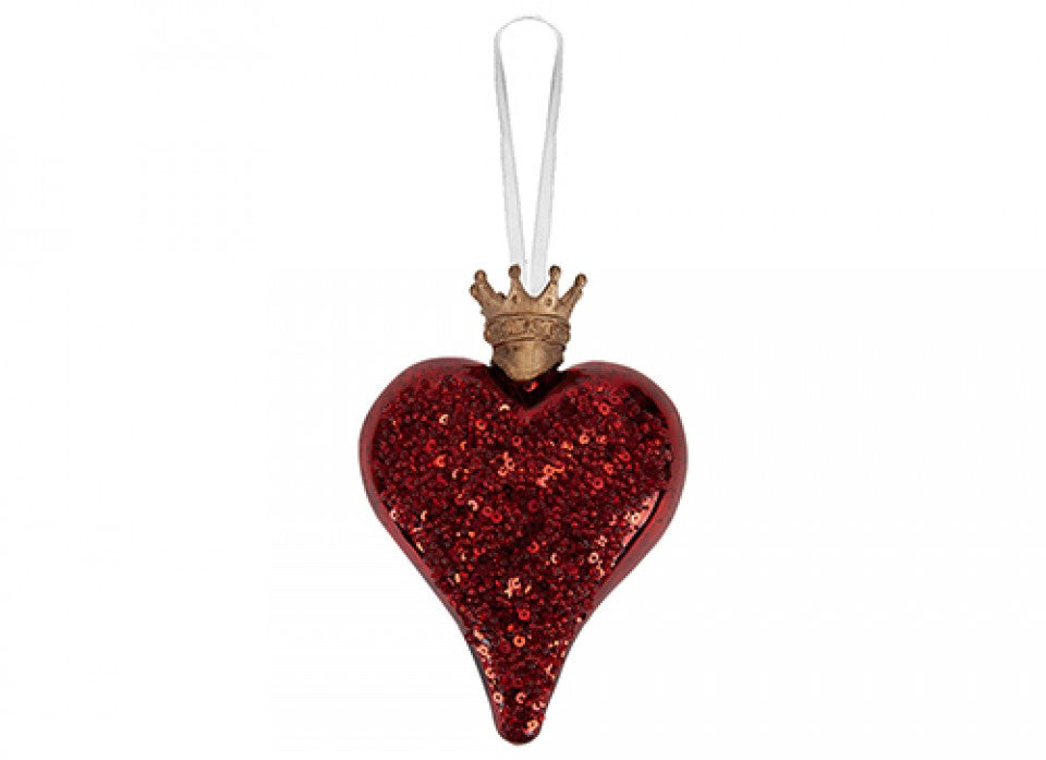 Glass Red Heart Christmas Tree Decoration - Mill Race Garden Centre