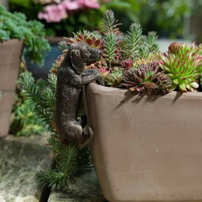 Pot Buddy Antique Bronze Dachshund - Mill Race Garden Centre