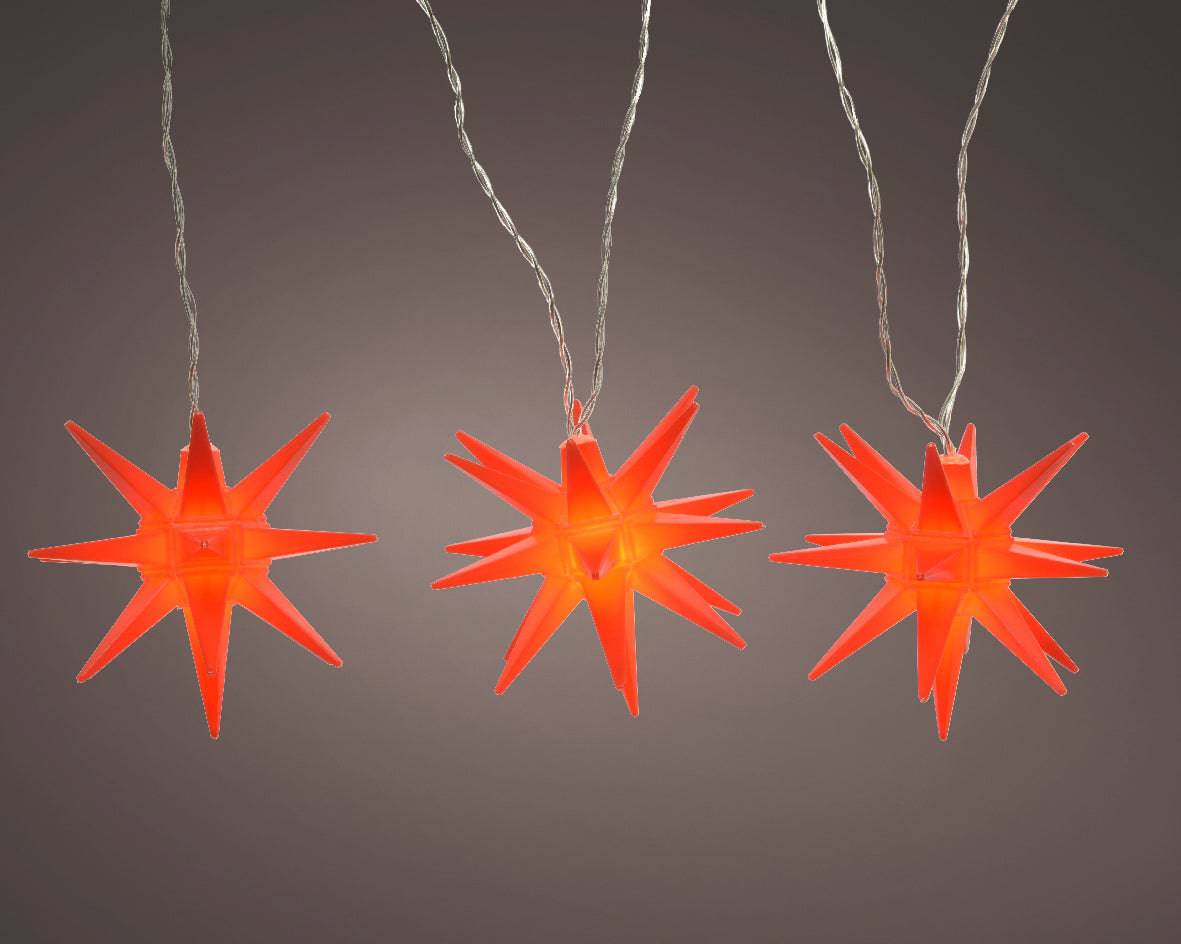 160cm Warm White LED Red Mini Star String Lights by Lumineo - Mill Race Garden Centre