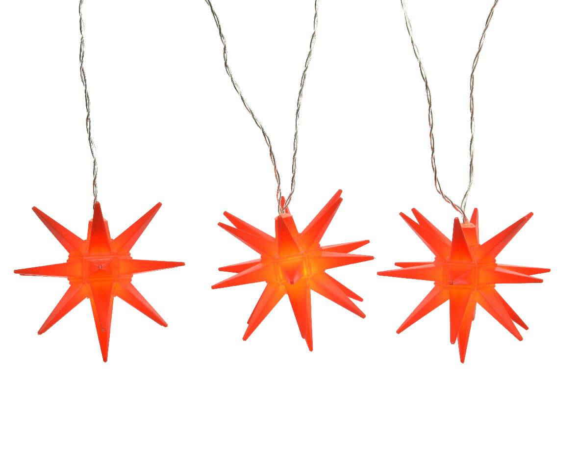 160cm Warm White LED Red Mini Star String Lights by Lumineo - Mill Race Garden Centre