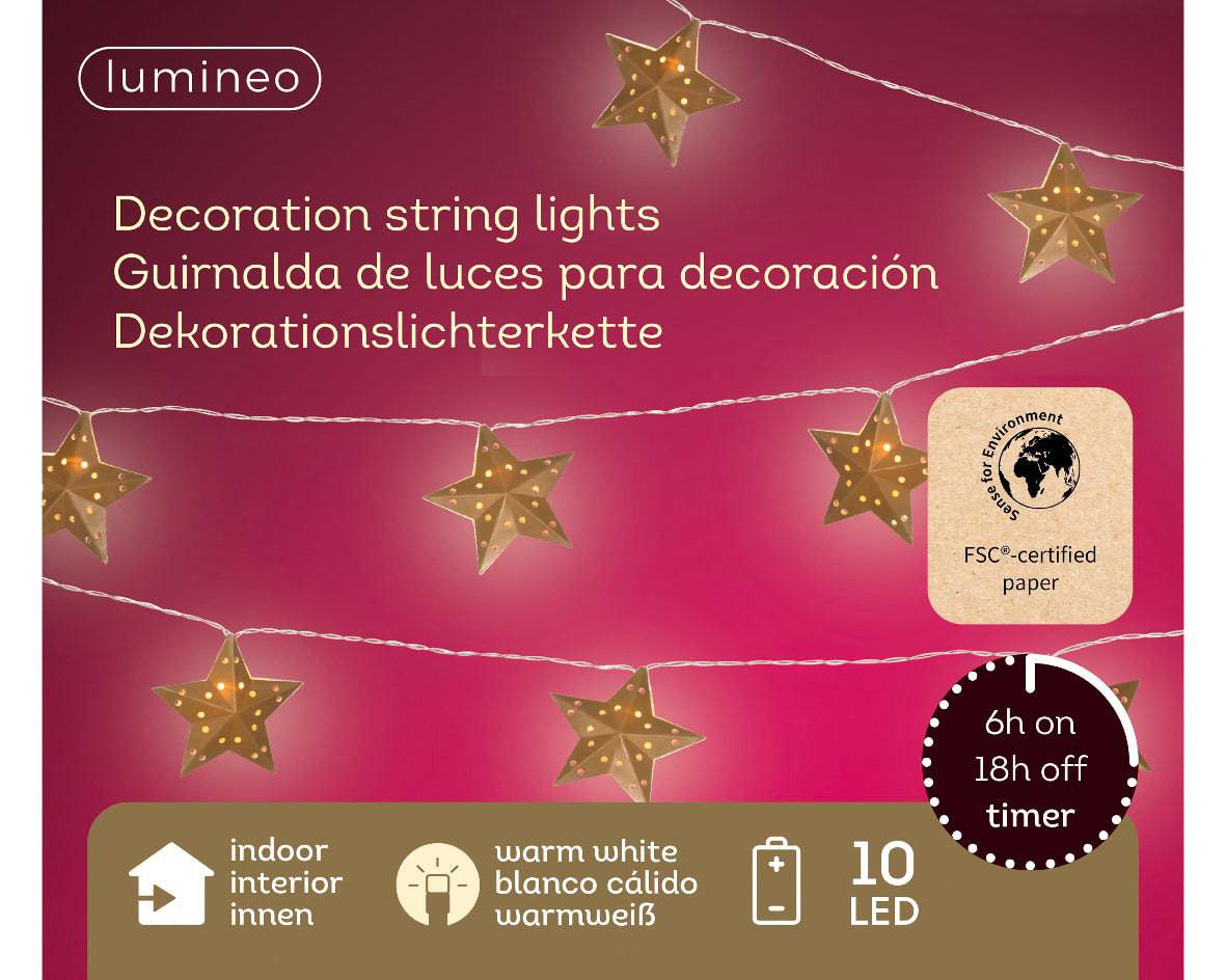 225cm LED Star Decoration Paper String Lights by Lumineo - Mill Race Garden Centre