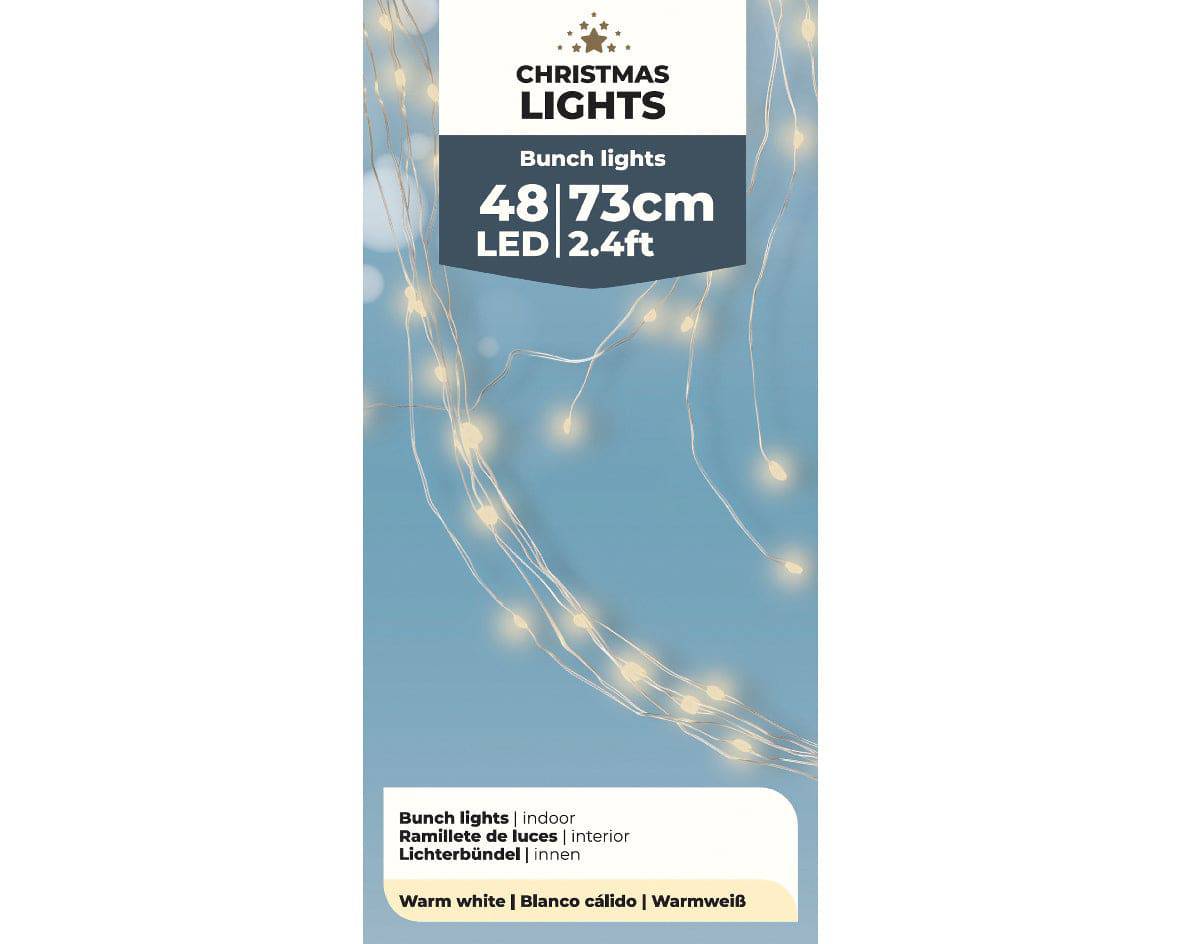 73cm Battery Operated Micro 48 Warm White LED Bunch Lights by Kaemingk - Mill Race Garden Centre