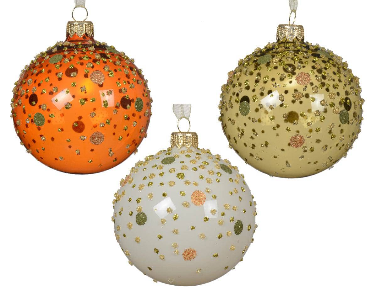 8cm Colour Dots All Over Glass Bauble Assorted by Kaemingk - Mill Race Garden Centre