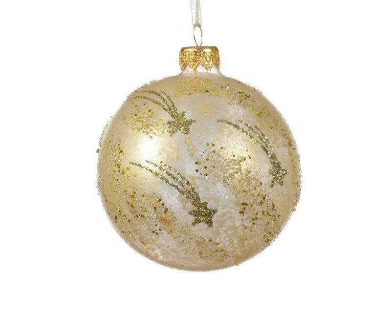8cm Glass Gold Falling Stars Bauble by Kaemingk - Mill Race Garden Centre