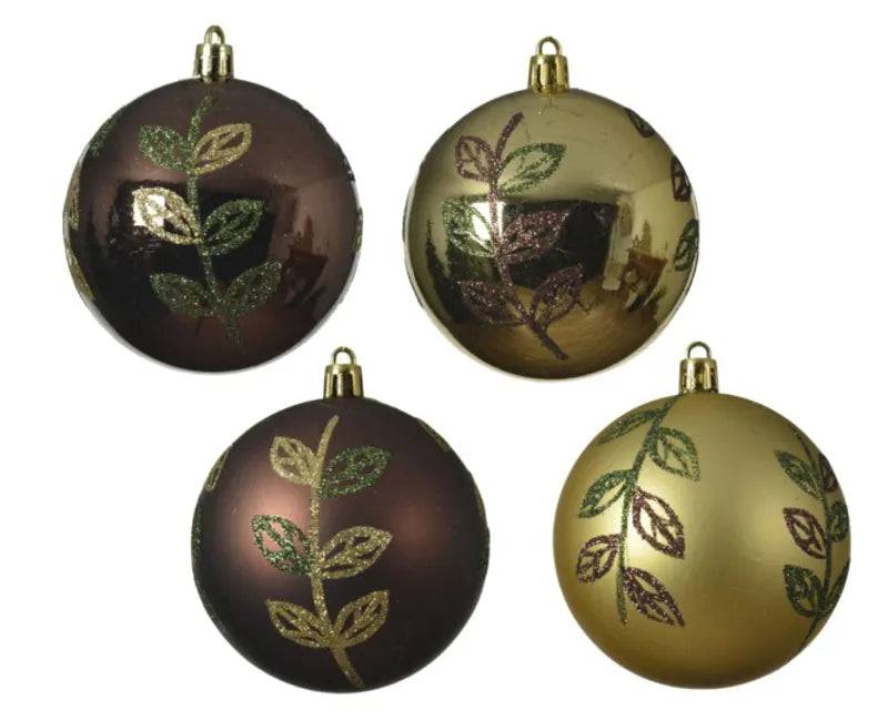 8cm Shatterproof Leaf with Glitter Matt/Shiny Bauble Assorted by Kaemingk - Mill Race Garden Centre