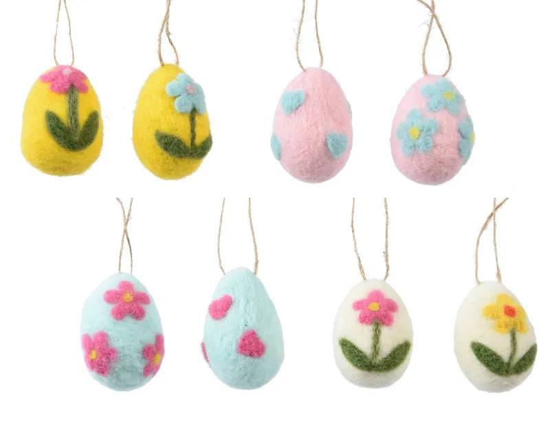 Easter Egg Flower Pattern with Hanger Assorted by Decoris - Mill Race Garden Centre