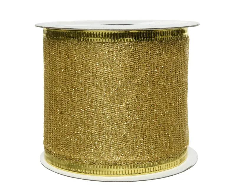 Light Gold Glitter Christmas Ribbon 2.7m - Mill Race Garden Centre