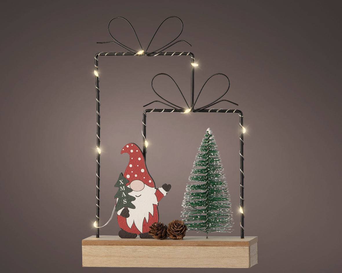 Micro LED Giftbox Frame Santa and Tree Light by Lumineo - Mill Race Garden Centre