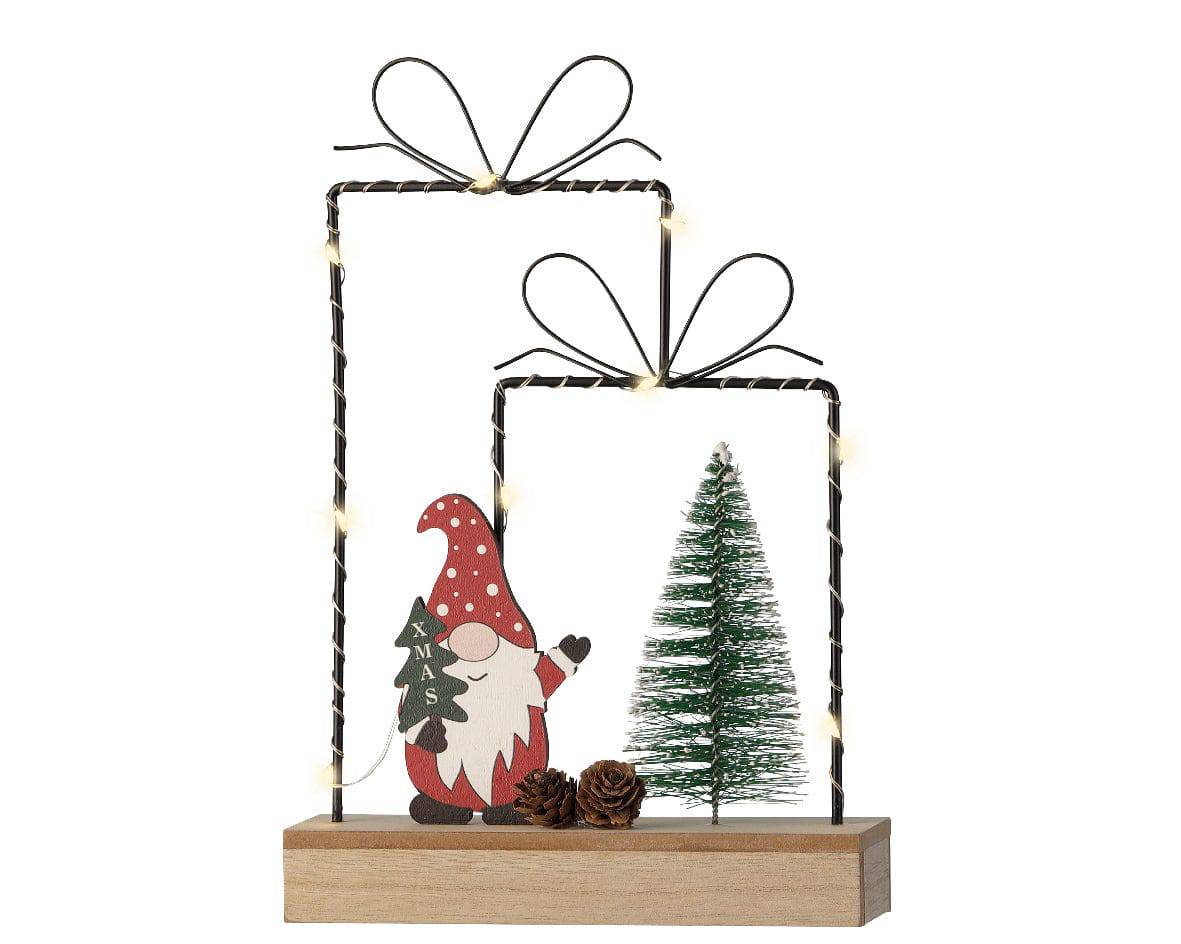 Micro LED Giftbox Frame Santa and Tree Light by Lumineo - Mill Race Garden Centre