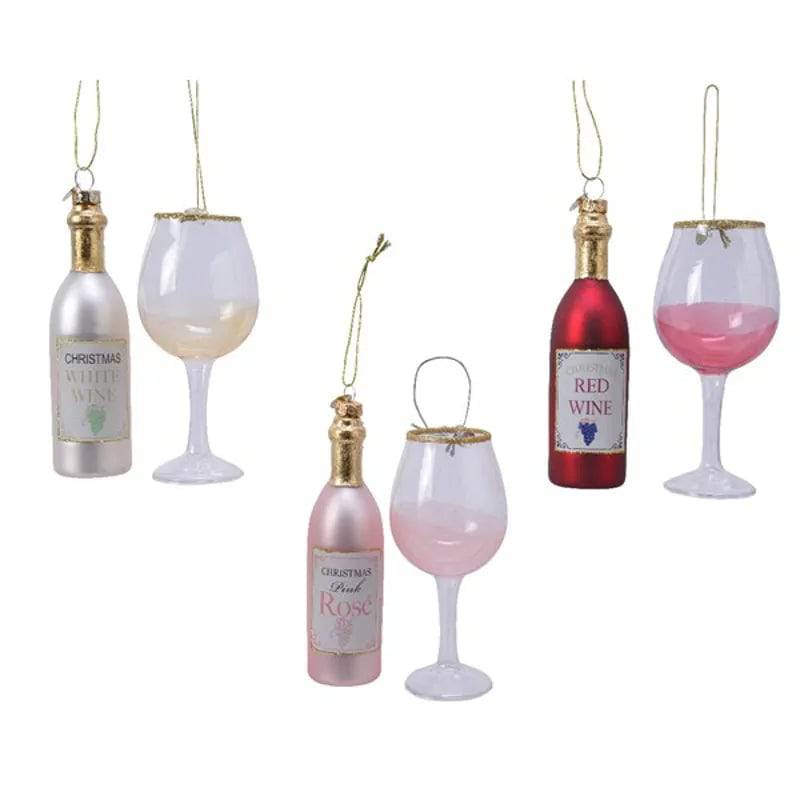 Wine Figure and Glass Gift Set Christmas Tree Decoration by Kaemingk - Mill Race Garden Centre