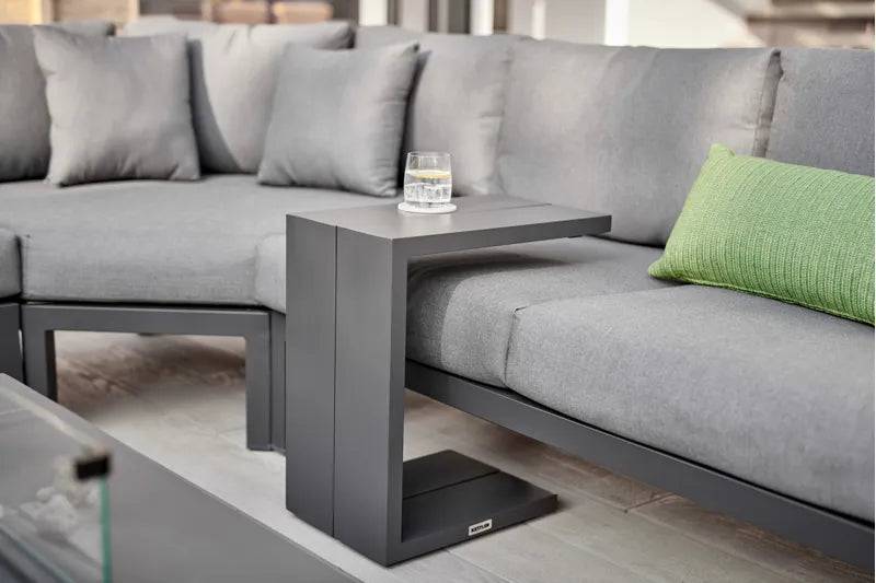 Kettler Elba grey metal side table with sleek design, suitable for modern furniture arrangements.