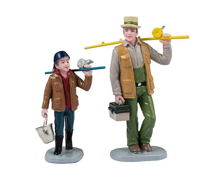 Fishin' Time Set of 2 Lemax Christmas Village Figurine - Mill Race Garden Centre