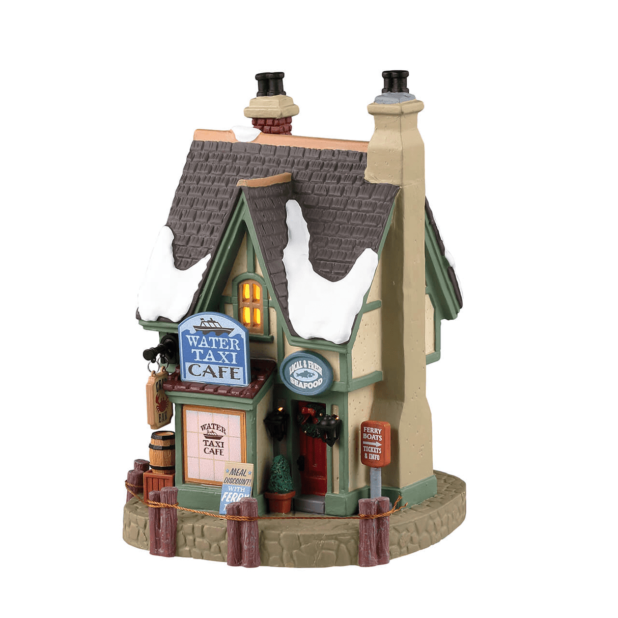 Water Taxi Café Lemax Christmas Village Lighted Building - Mill Race Garden Centre