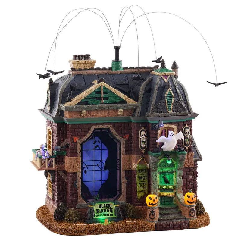 Black Raven Manor With 4.5V Adaptor Lemax Spooky Town Sights and Sounds - Mill Race Garden Centre