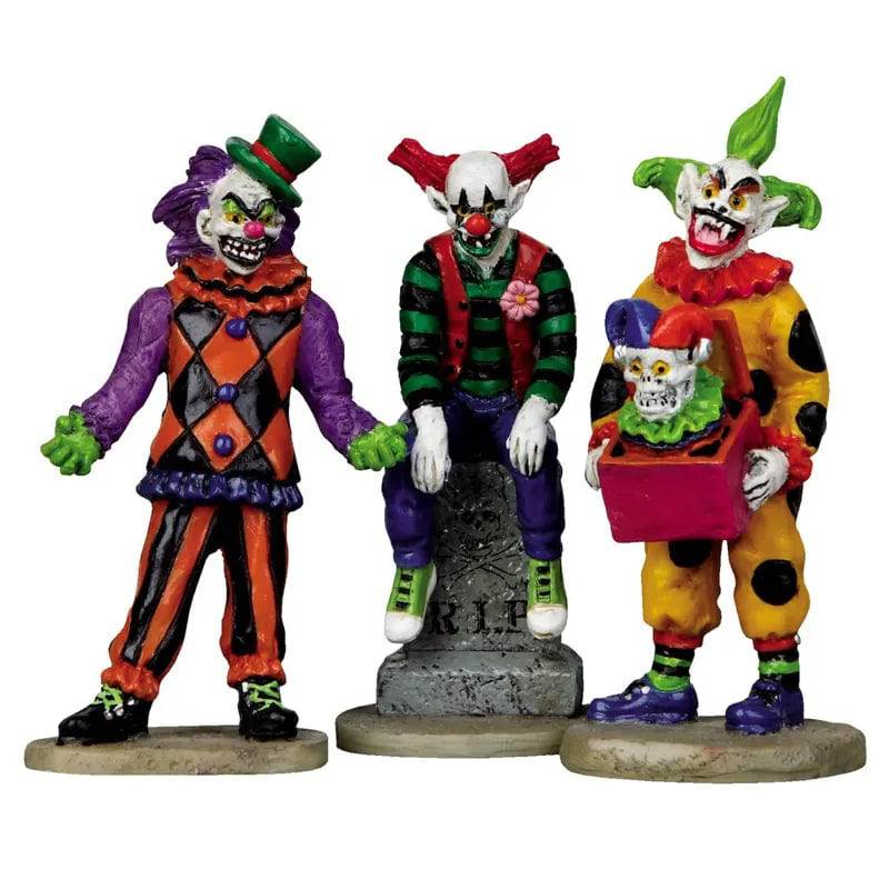 Evil Sinister Clowns Set Of 3 Lemax Spooky Town Figurine - Mill Race Garden Centre