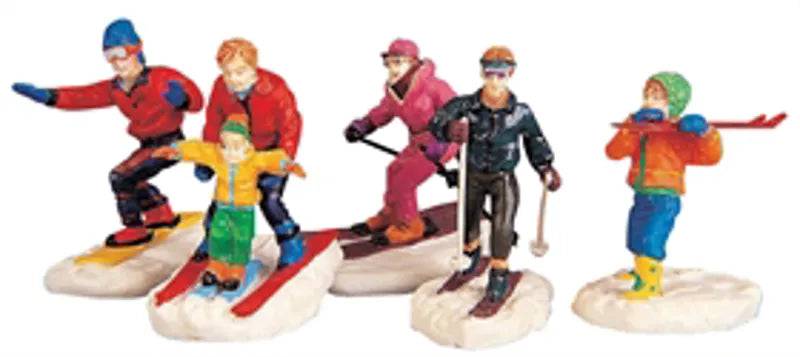 Winter Fun 5pcs Lemax Christmas Village Figurine - Mill Race Garden Centre