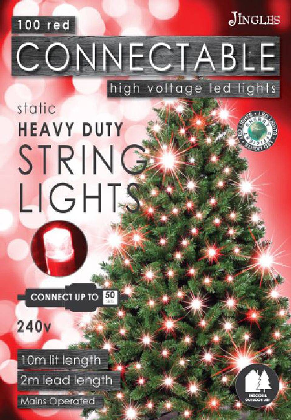 100 Bulb Red LED Connectable Static String Lights - Mill Race Garden Centre