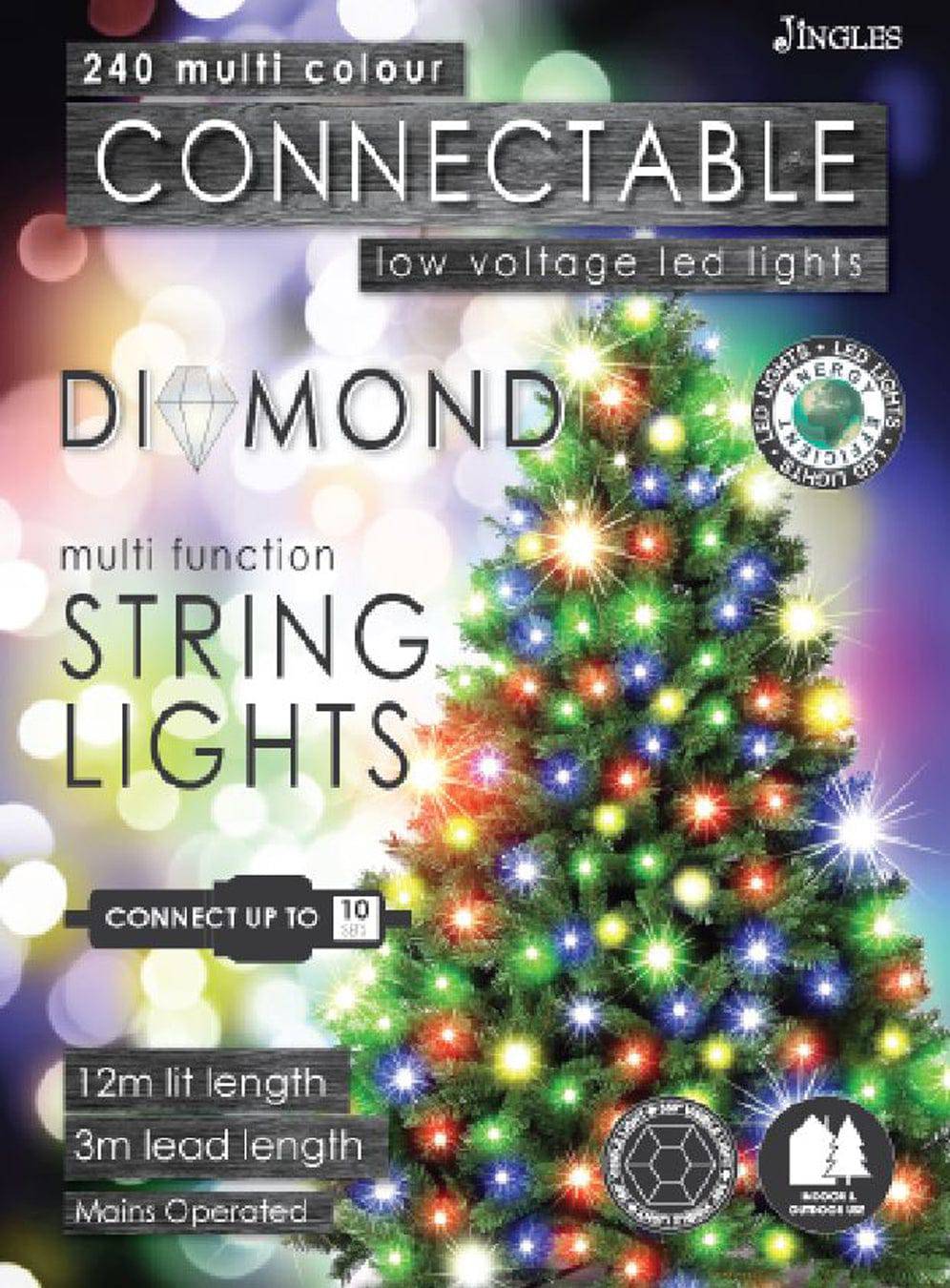 240 LED Multi Colour Diamond Connectable Multi Function String Lights - Mill Race Garden Centre