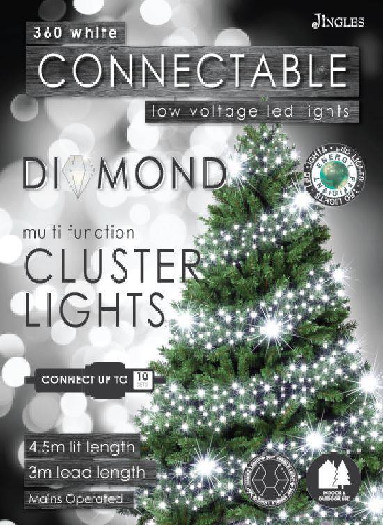 360 LED White Diamond Connectable Time Smart Cluster Lights - Mill Race Garden Centre