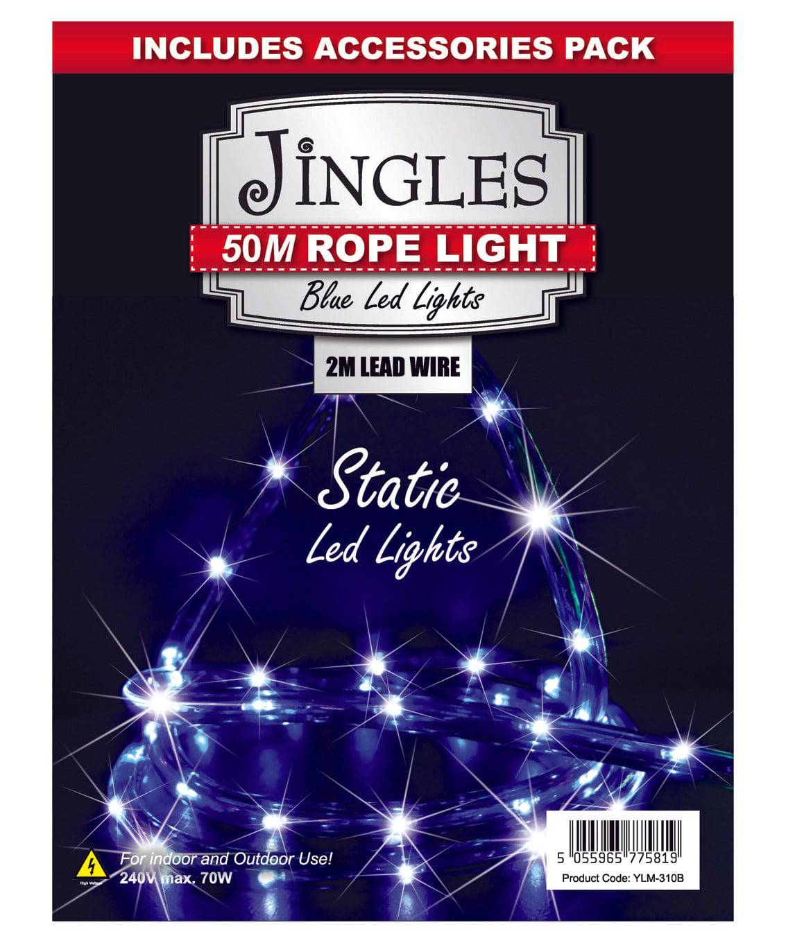 50m Rope LED Blue Static Lights - Mill Race Garden Centre