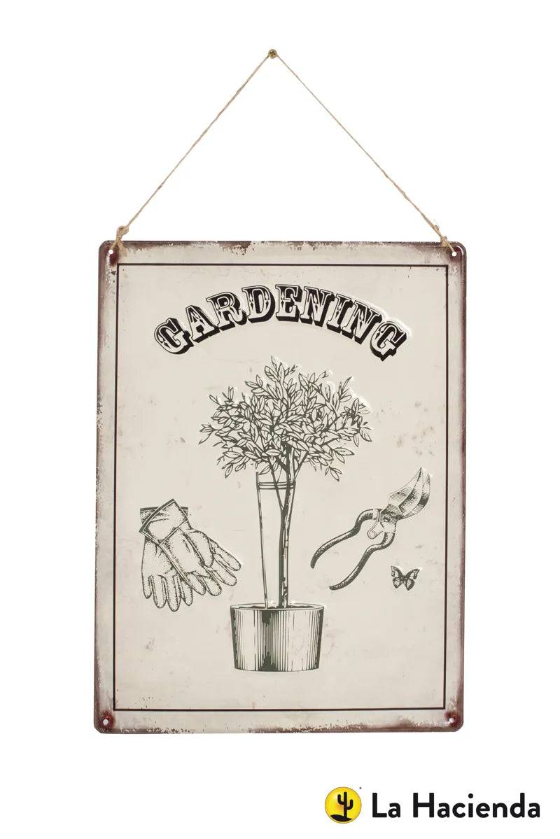 Gardening Inch Embossed Metal Sign - Mill Race Garden Centre