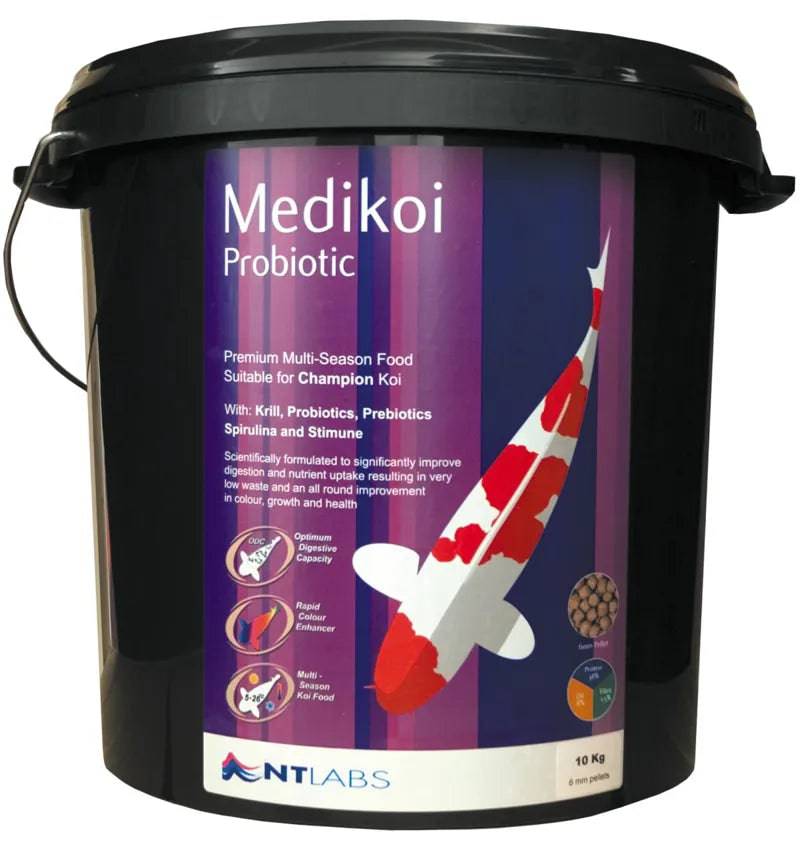NT Labs MediKoi Probiotic 10kg Koi Pellet Food Bucket - Mill Race Garden Centre
