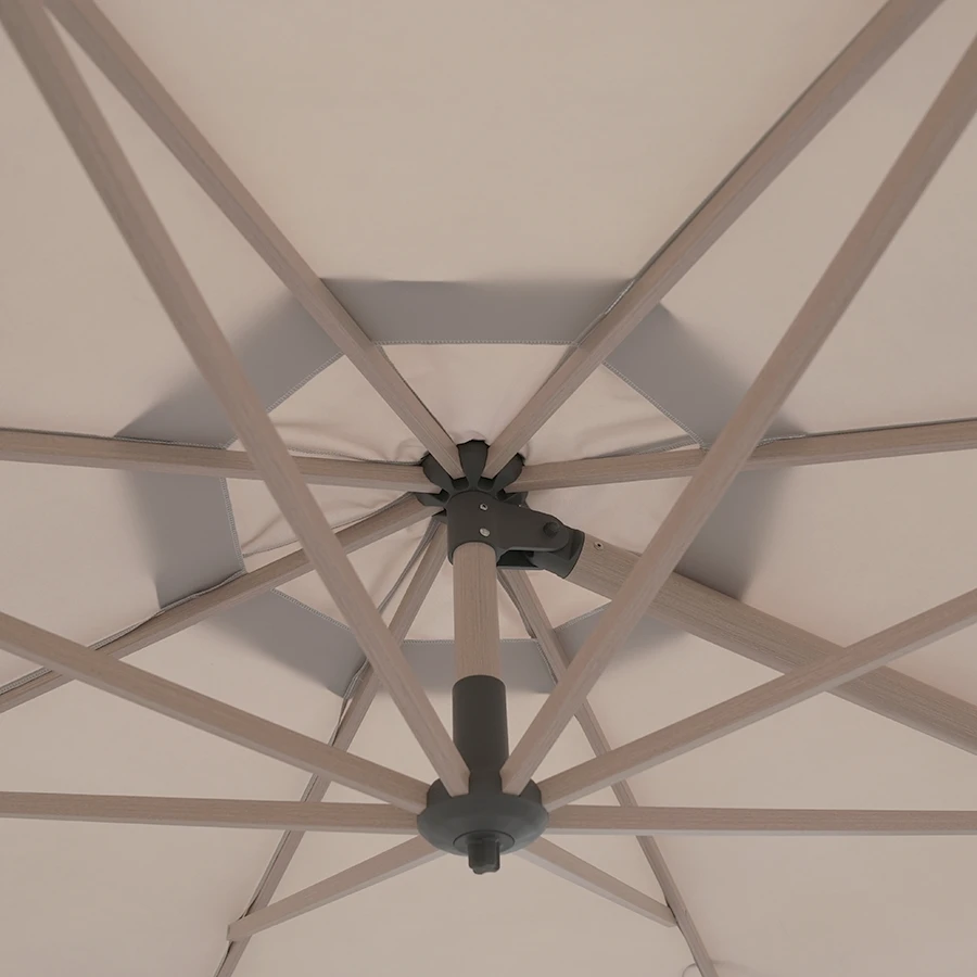 Kettler 3m Round Free Arm Parasol Wood Effect Frame With Slate Canopy - Mill Race Garden Centre