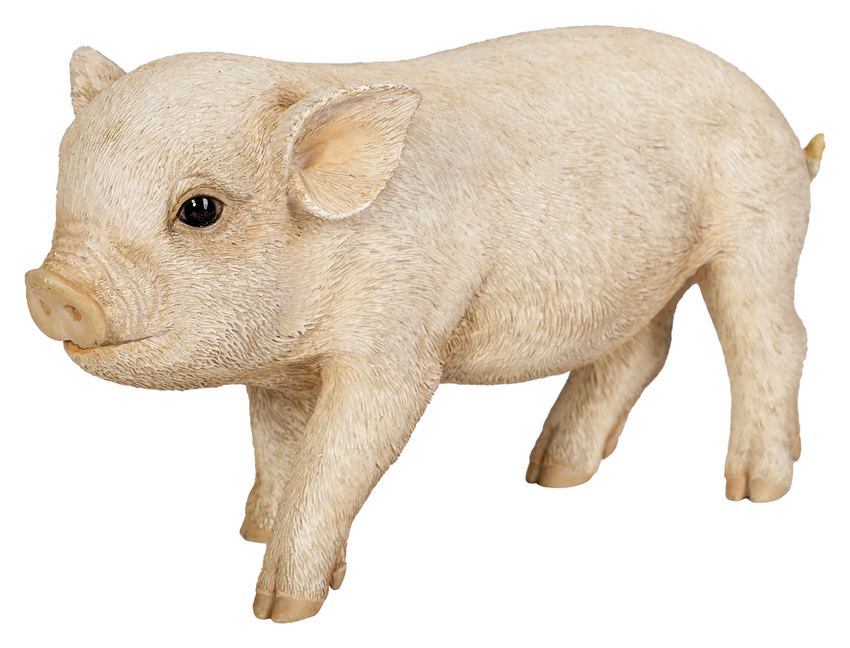 Pink resin pig ornament from Vivid Arts Pet Pals collection, detailed depiction of a micro pig for decorative display.