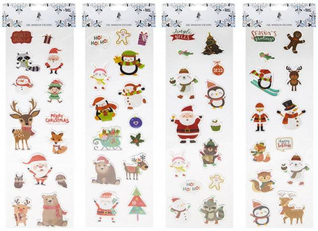 15 x 55cm Christmas Gel Printed Window Stickers Assorted - Mill Race Garden Centre