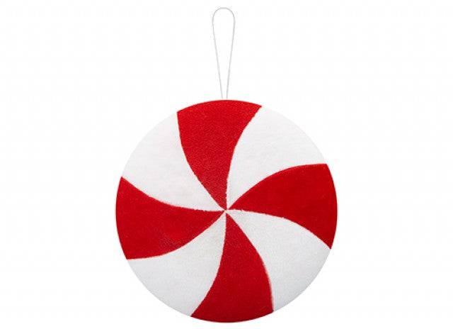 23cm Candy Cane Disc Decoration - Mill Race Garden Centre