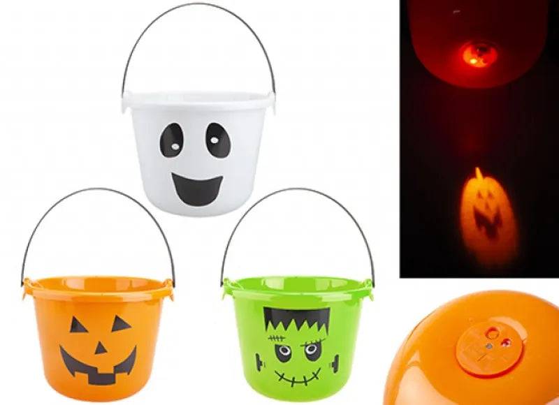 Assorted Halloween projector candy bucket by Pms International Group Plc with spooky design for trick-or-treating.