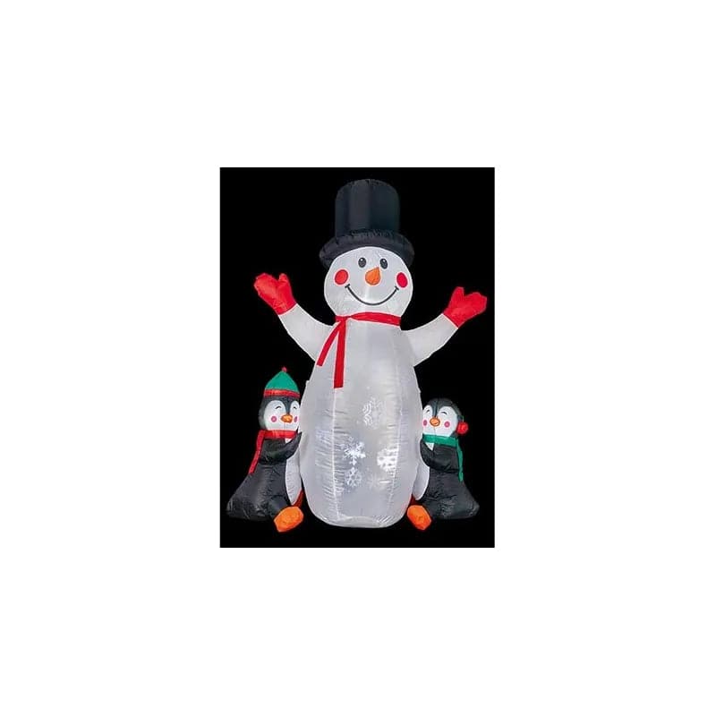 1.8m Inflatable Snowman and Penguins with Projector - Mill Race Garden Centre