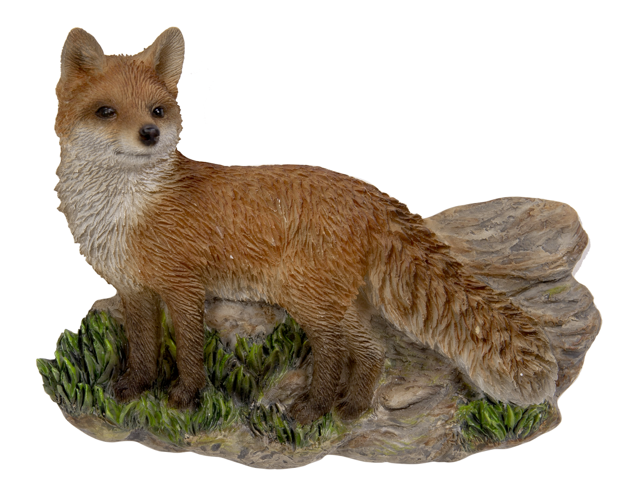 Vivid Arts Preying Fox Resin Magnet ornament for outdoor decor, featuring a detailed fox in a preying pose.