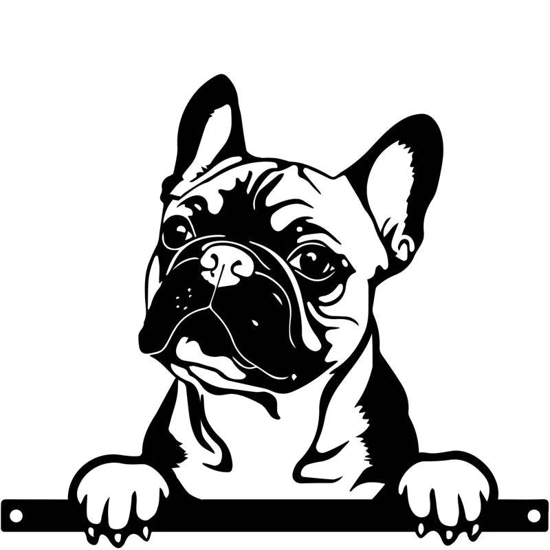 Metal Frenchie Peeking Silhouette - Mill Race Garden Centre