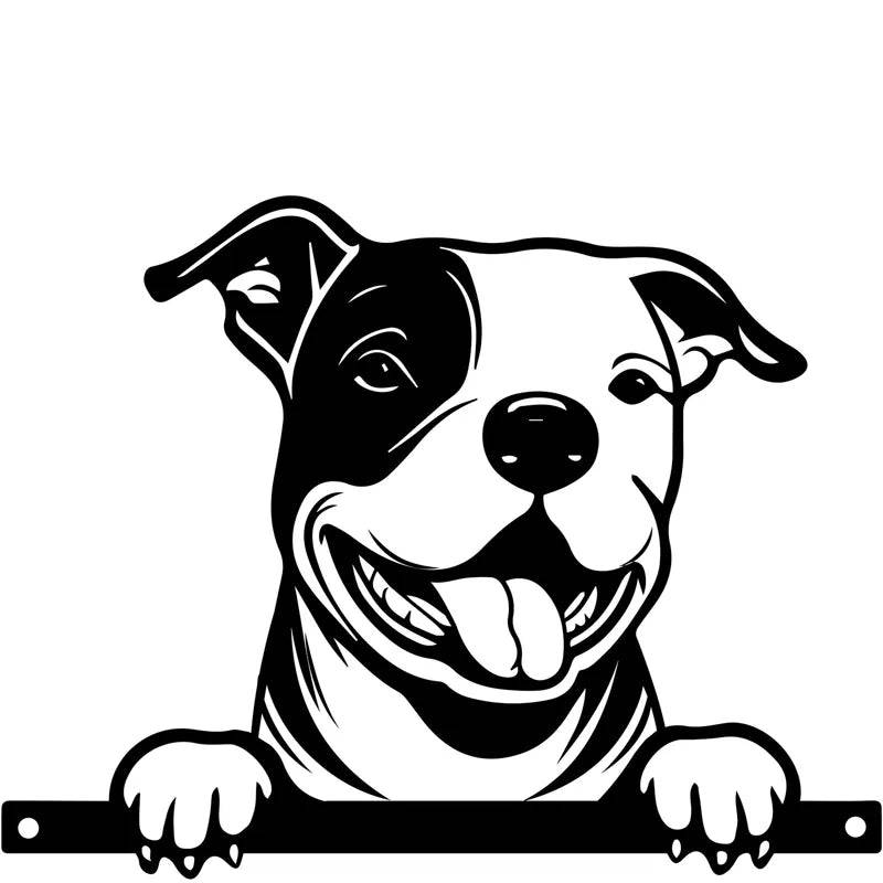 Metal Staffie Peeking Silhouette - Mill Race Garden Centre